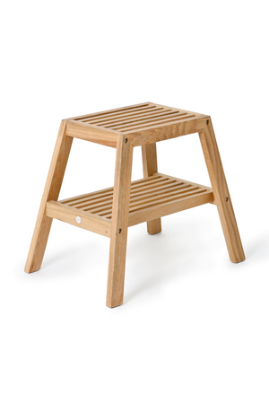 2-Level Oak Step Stool | Wireworks Slatted | Oroa.com