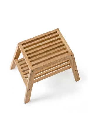 2-Level Oak Step Stool | Wireworks Slatted | Oroa.com