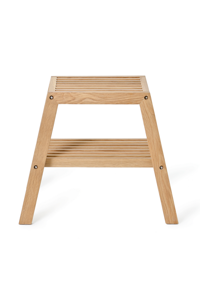 2-Level Oak Step Stool | Wireworks Slatted | Oroa.com
