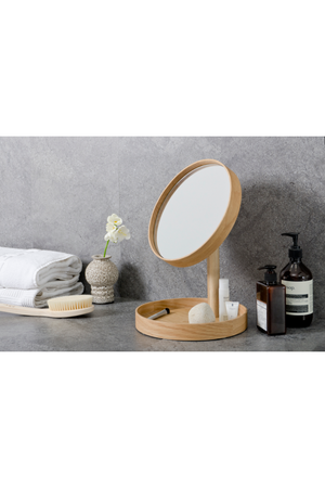 Oak Magnifying Vanity Mirror with Storage Tray | Wireworks Look | Oroa.com