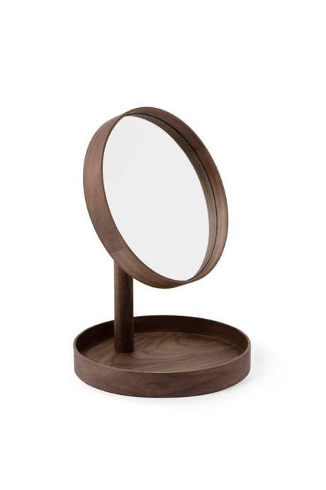 Walnut Magnifying Vanity Mirror with Storage Tray | Wireworks Look | Oroa.com