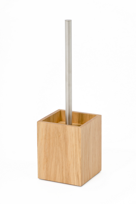 Oak Square Toilet Brush Holder Set | Wireworks Cosmos | Oroa.com