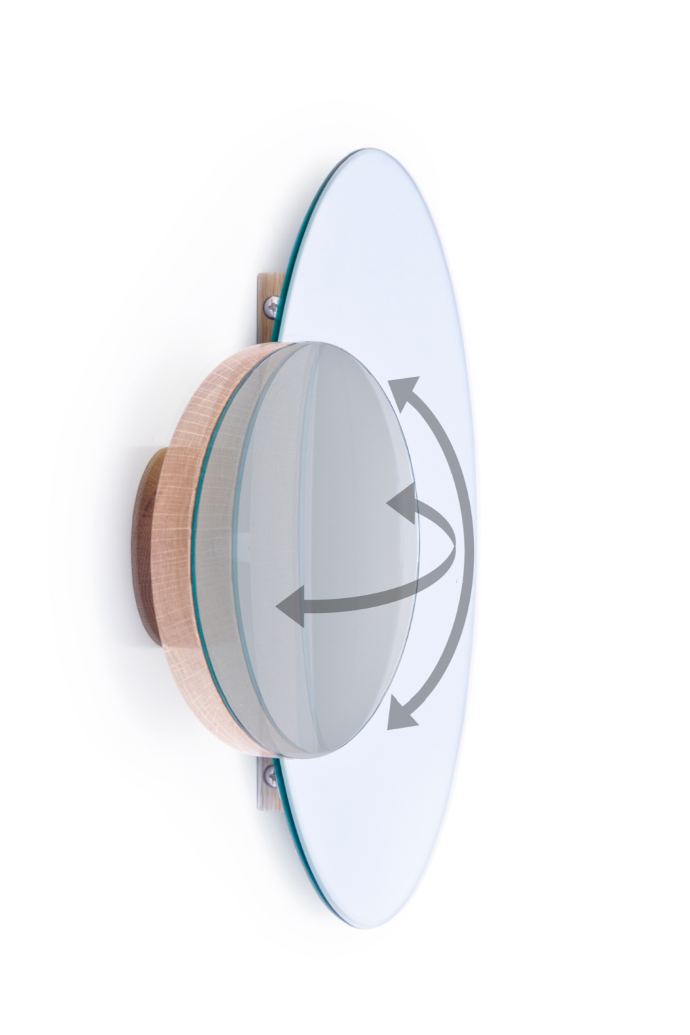 Oak Round Wall Mirror with Fixed Magnifier | Wireworks Eclipse | Oroa.com