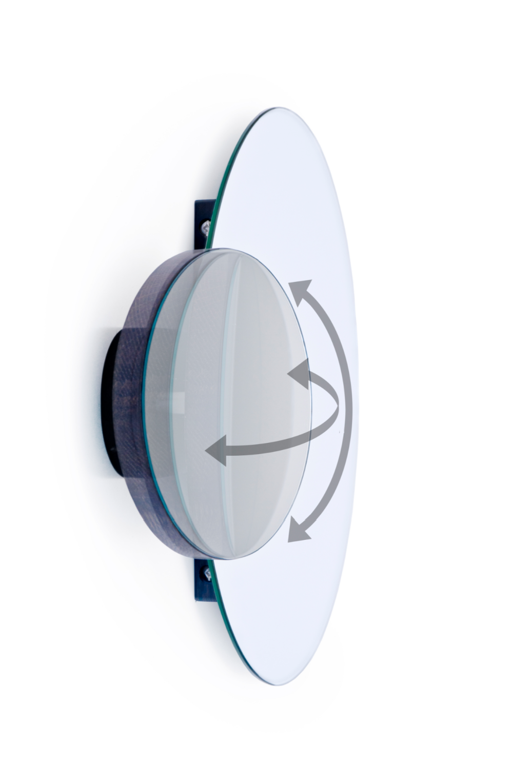 Oak Round Wall Mirror with Fixed Magnifier | Wireworks Eclipse | Oroa.com