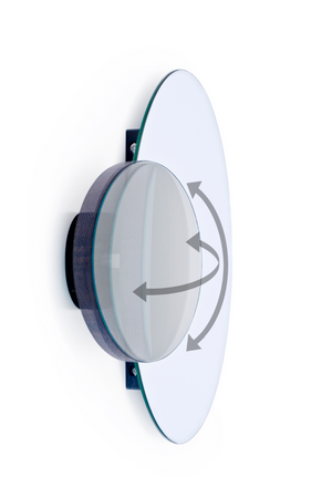 Oak Round Wall Mirror with Fixed Magnifier | Wireworks Eclipse | Oroa.com