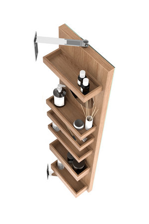 Rotating Oak Bathroom Cabinet with Mirror | Wireworks Revolve 1140 Cosmos | Oroa.com