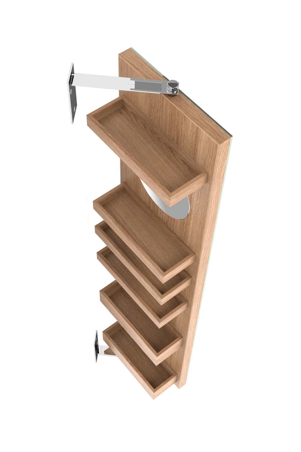 Rotating Oak Bathroom Cabinet with Mirror | Wireworks Revolve 1140 Cosmos | Oroa.com