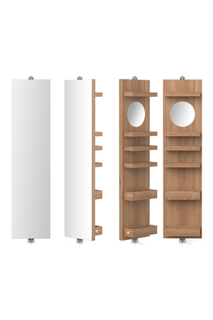 Rotating Oak Bathroom Cabinet with Mirror | Wireworks Revolve 1140 Cosmos | Oroa.com