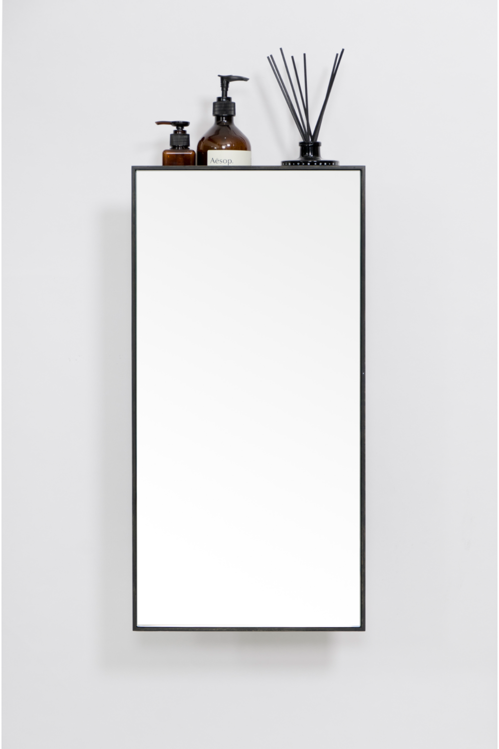 Oak Vanity Mirror with Storage Trays | Wireworks Slimline | Oroa.com