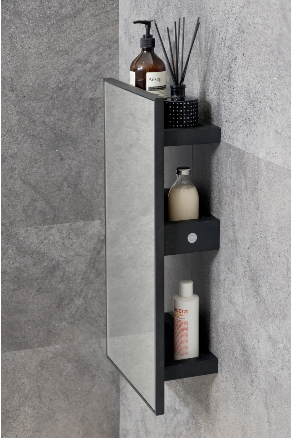 Oak Vanity Mirror with Storage Trays | Wireworks Slimline | Oroa.com