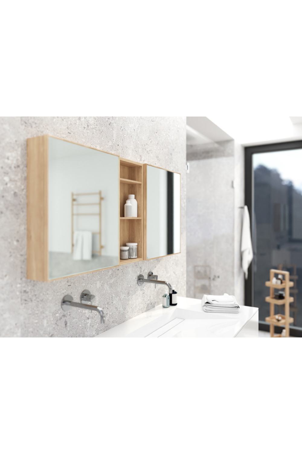 Oak Wall Mounted Bathroom Shelf | Wireworks Slimline 550 | Oroa.com