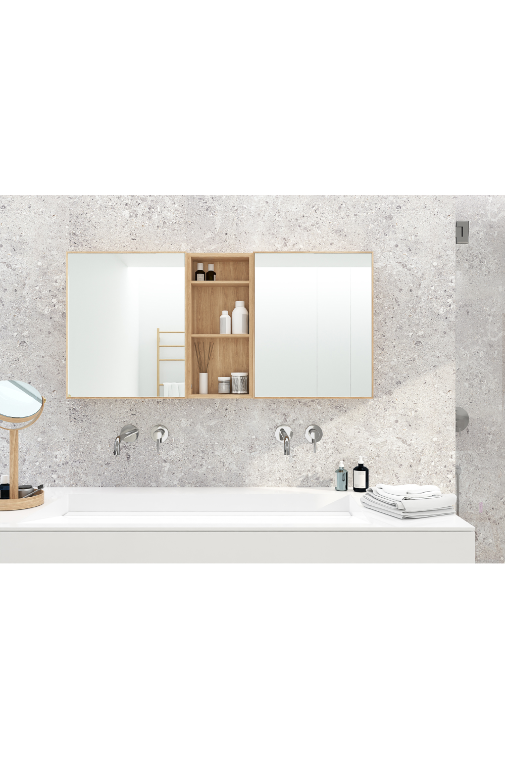 Oak Wall Mounted Bathroom Shelf | Wireworks Slimline 550 | Oroa.com