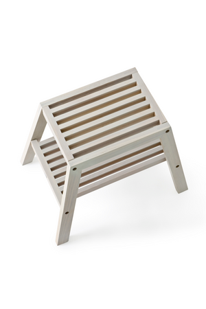 2-Level Oak Step Stool | Wireworks Slatted | Oroa.com