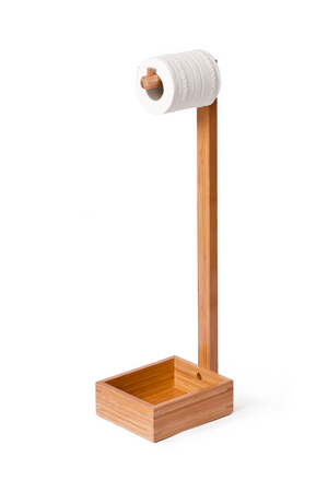 Bamboo Standing Toilet Paper Holder with Storage | Wireworks Arena | Oroa.com
