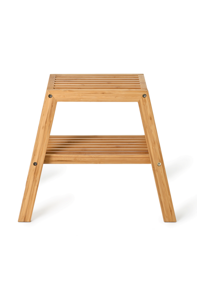 2-Level Bamboo Step Stool | Wireworks Slatted | Oroa.com