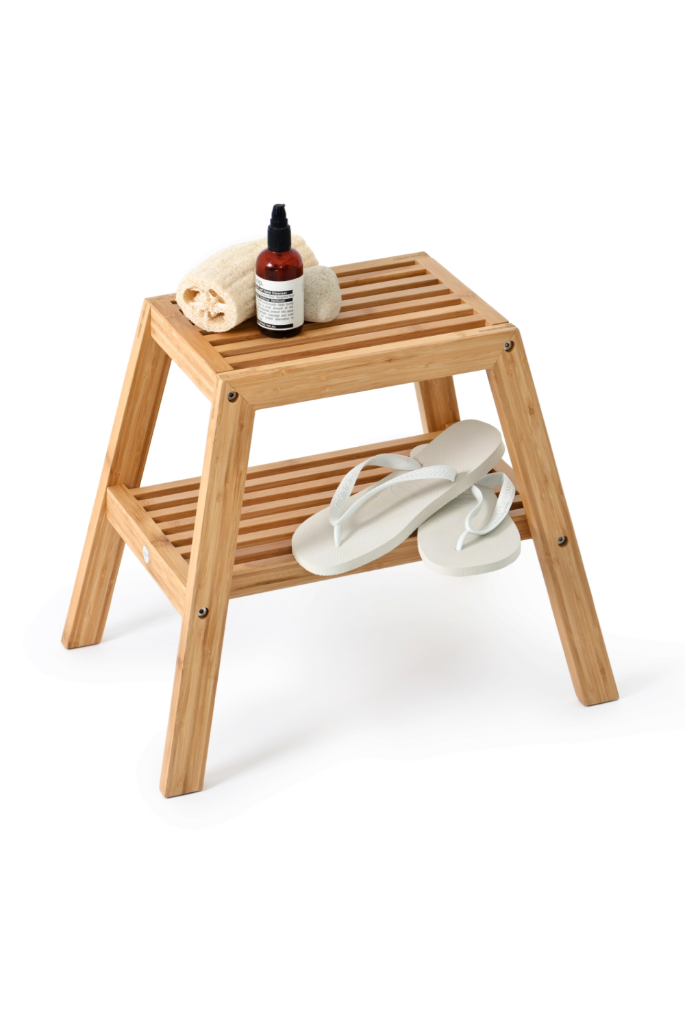 2-Level Bamboo Step Stool | Wireworks Slatted | Oroa.com