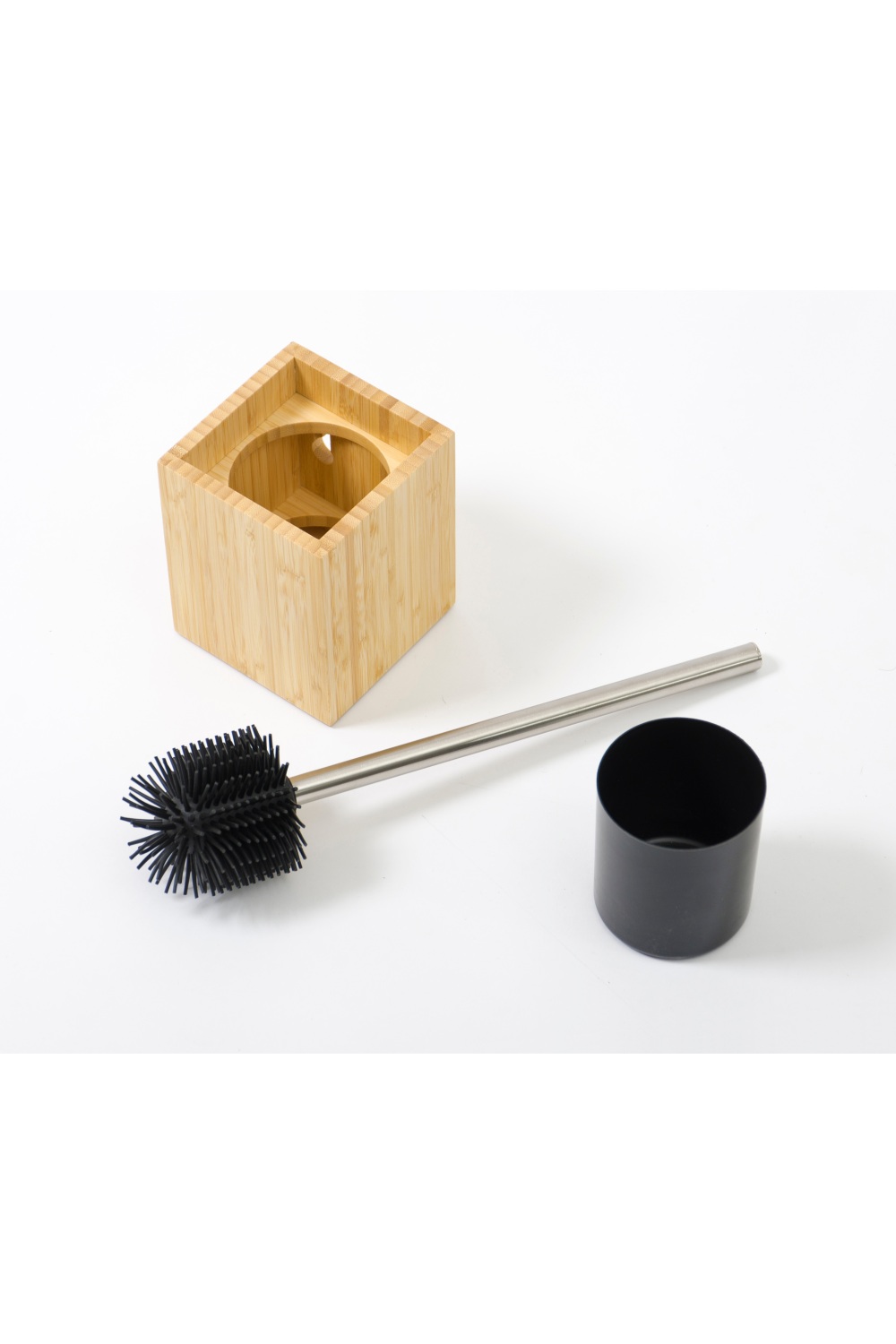 Bamboo Square Toilet Brush Holder Set | Wireworks Cosmos | Oroa.com