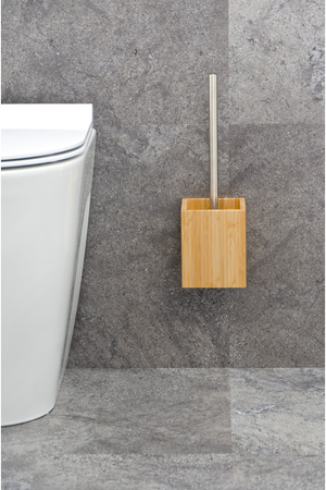 Bamboo Square Toilet Brush Holder Set | Wireworks Cosmos | Oroa.com