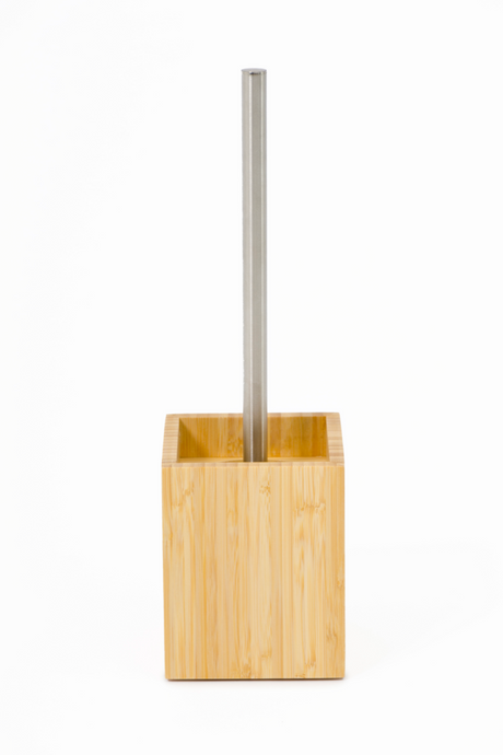 Bamboo Square Toilet Brush Holder Set | Wireworks Cosmos | Oroa.com
