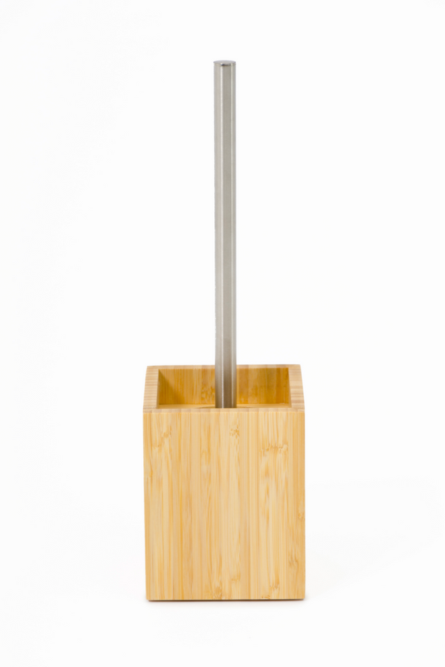 Bamboo Square Toilet Brush Holder Set | Wireworks Cosmos | Oroa.com