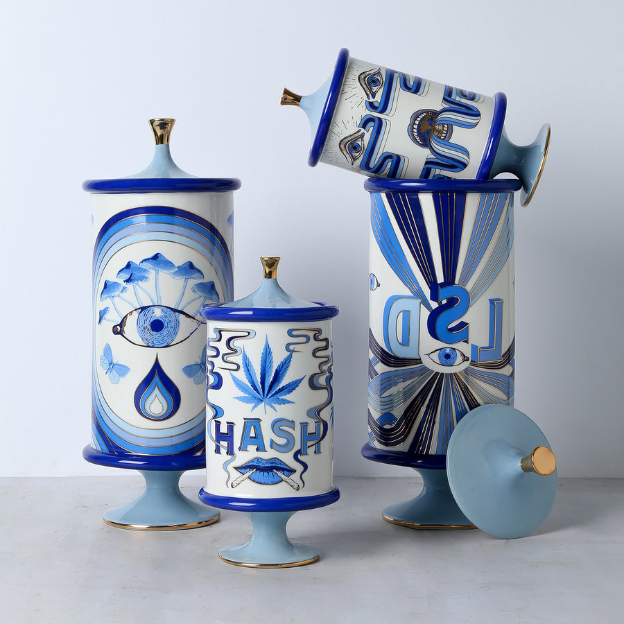 Blue-Toned Porcelain LSD Canister | Jonathan Adler Druggist