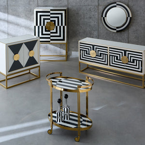 Painted Glass Bar Cart | Jonathan Adler Op Art | Oroa.com