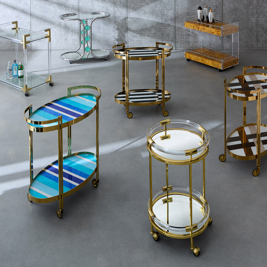 Painted Glass Bar Cart | Jonathan Adler Op Art | Oroa.com