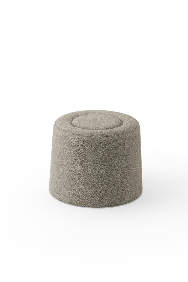 Beige Bouclé Upholstered Pouf | WOUD Praline | OROA.com