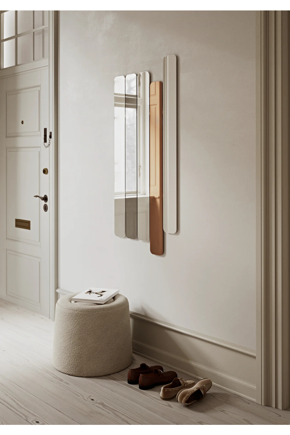 Beige Bouclé Upholstered Pouf | WOUD Praline | OROA.com