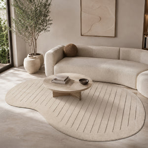   Modern European furniture - Beige Striped Organic-Shaped Carpet - www.oroa.com | Oroa.com