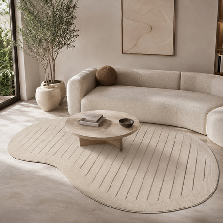   Modern European furniture - Beige Striped Organic-Shaped Carpet - www.oroa.com | Oroa.com