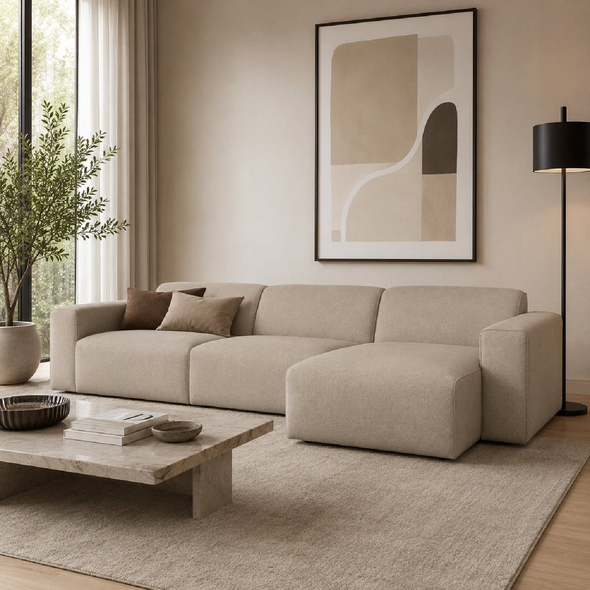   Modern European furniture - Beige 4-Seater Sofa - www.oroa.com | Oroa.com