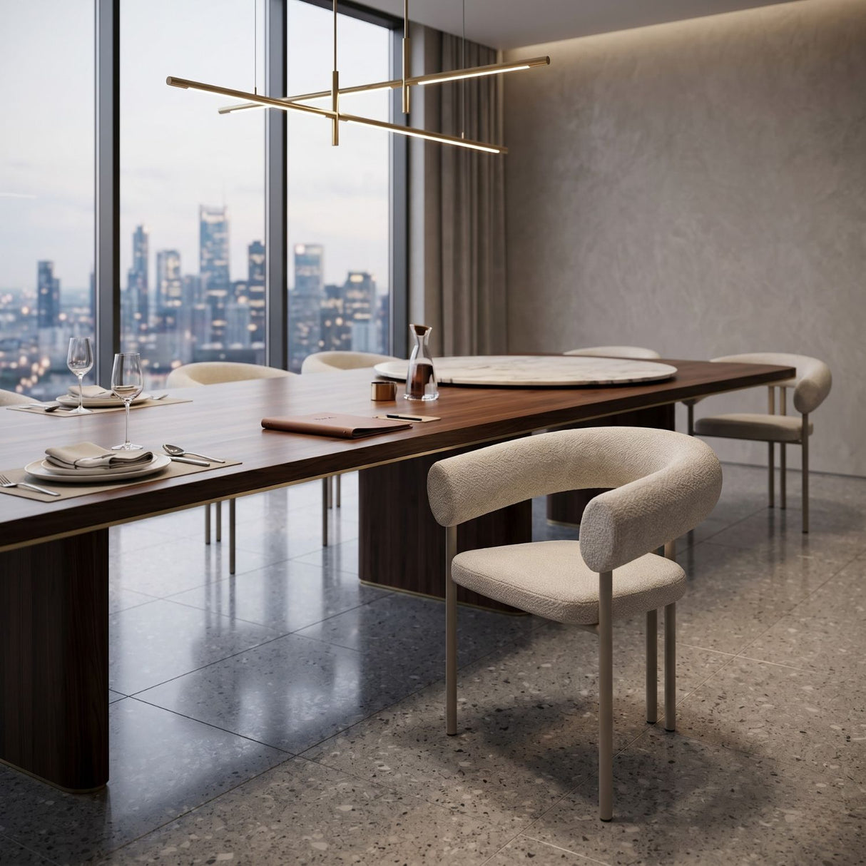   Modern European furniture - Beige Curved Dining Armchairs (2) - www.oroa.com | Oroa.com
