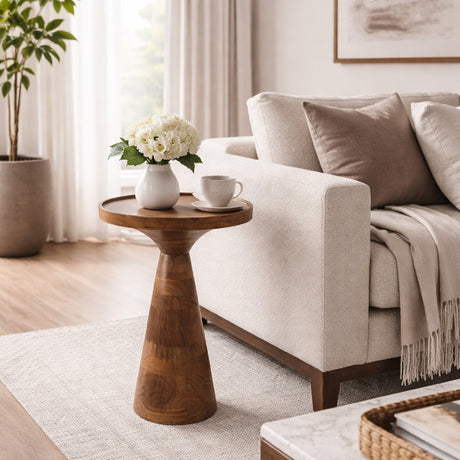   Modern European furniture - Walnut Round Side Table - www.oroa.com | Oroa.com