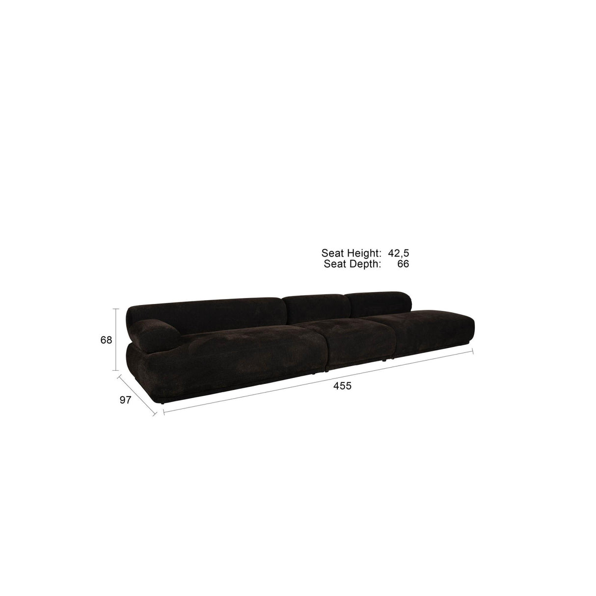   Modern European furniture - 4-Seater Ribbed Fabric Right Sofa - www.oroa.com | Oroa.com