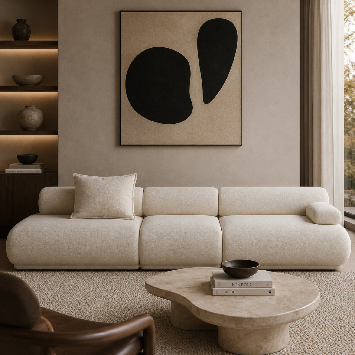   Modern European furniture - 4-Seater Ribbed Fabric Right Sofa - www.oroa.com | Oroa.com