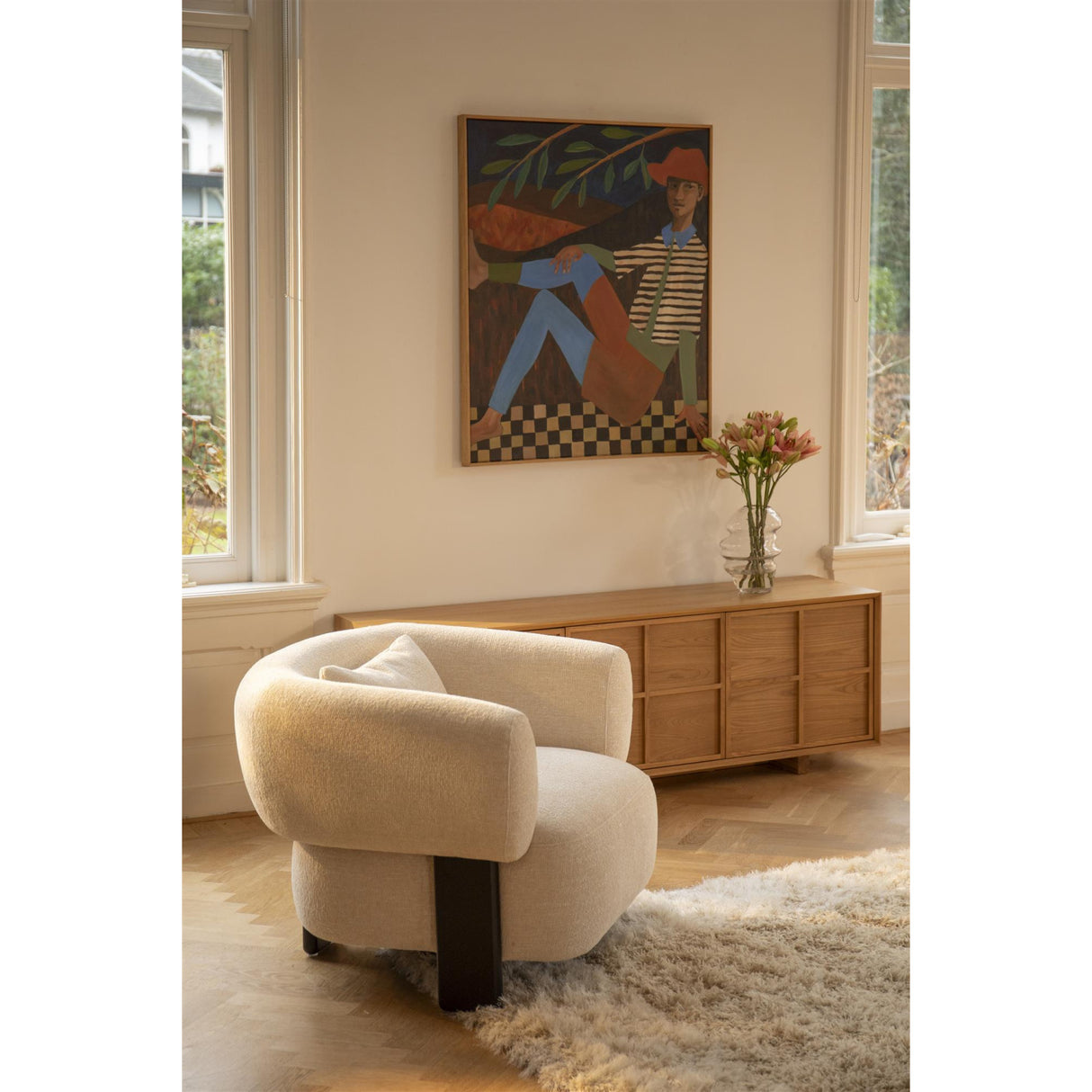   Modern European furniture - Beige Fabric 3-Legged Lounge Chair - www.oroa.com | Oroa.com