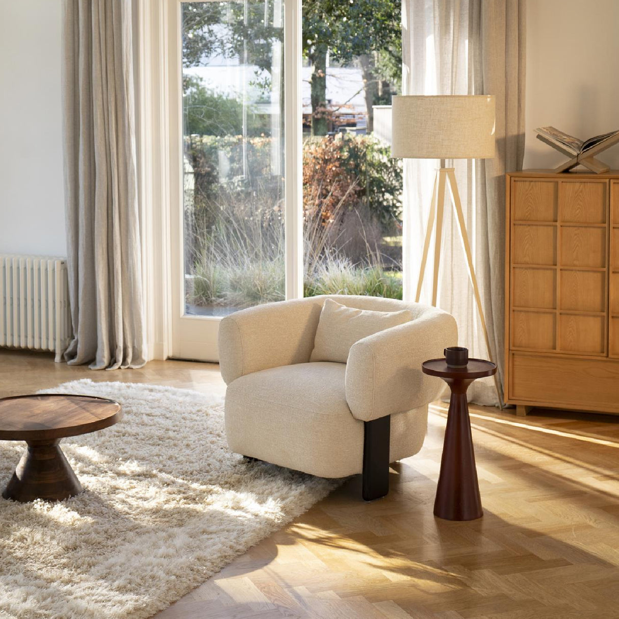   Modern European furniture - Beige Fabric 3-Legged Lounge Chair - www.oroa.com | Oroa.com
