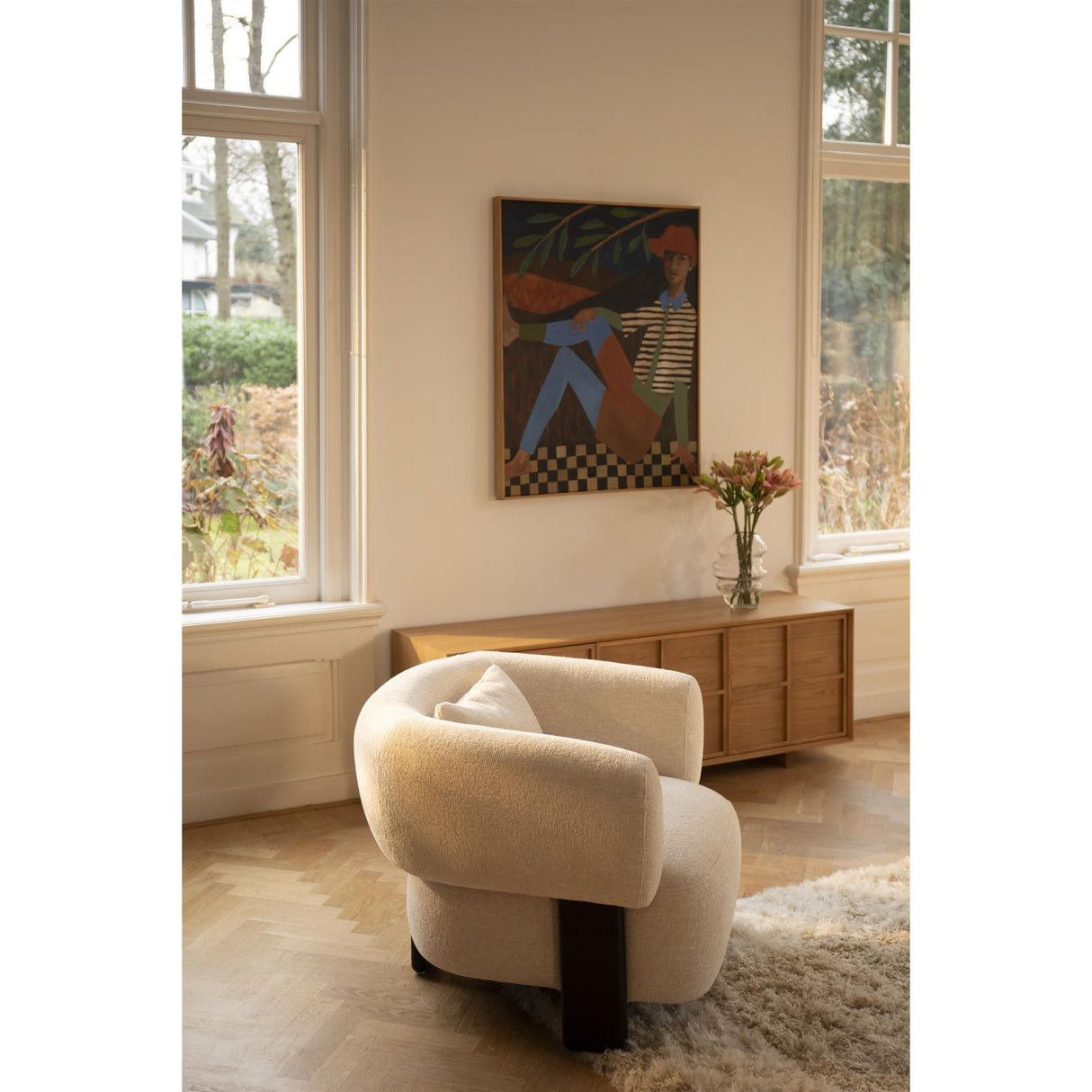  Modern European furniture - Beige Fabric 3-Legged Lounge Chair - www.oroa.com | Oroa.com