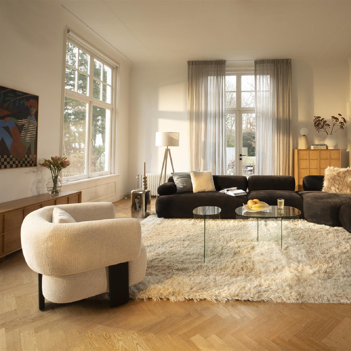   Modern European furniture - Beige Fabric 3-Legged Lounge Chair - www.oroa.com | Oroa.com