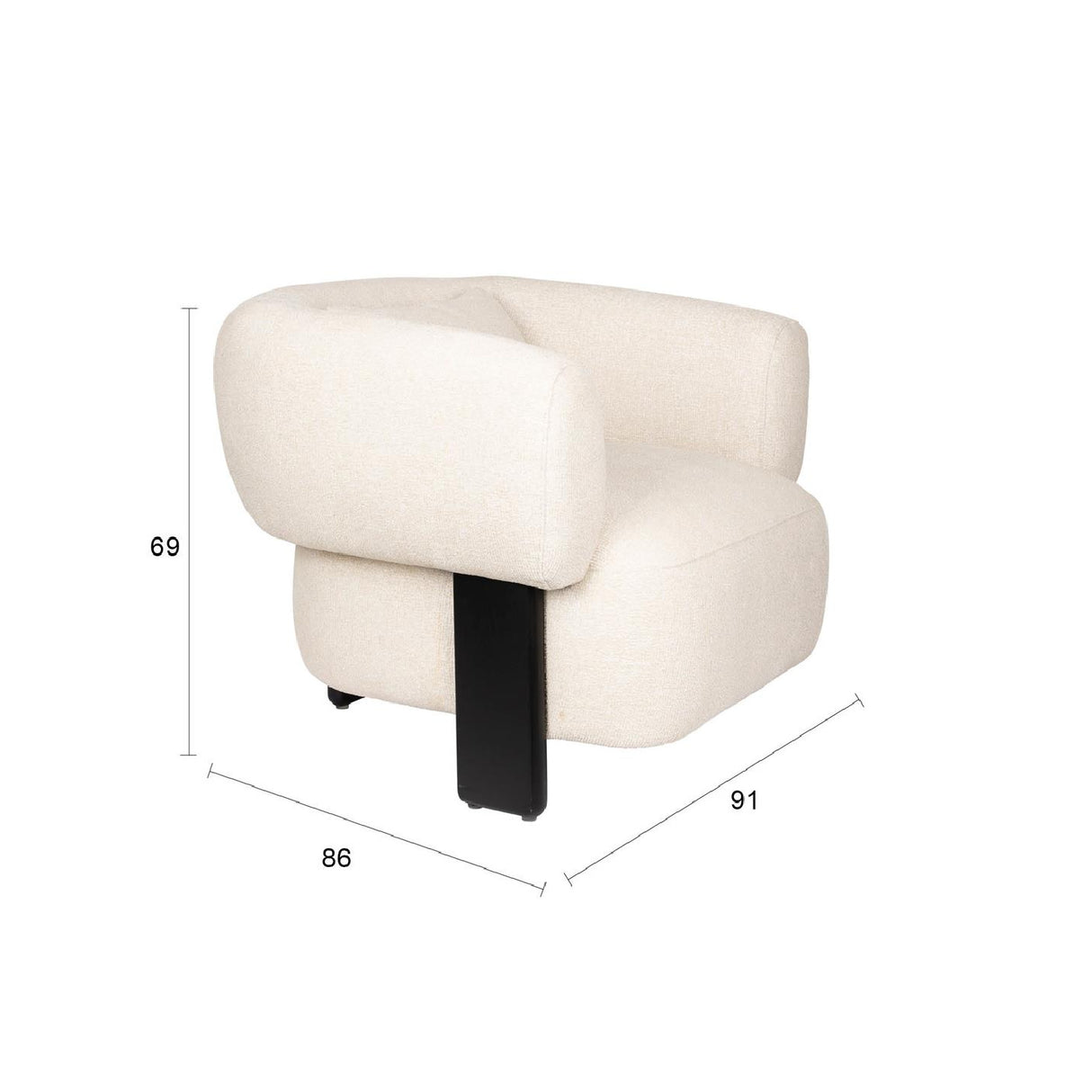  Modern European furniture - Beige Fabric 3-Legged Lounge Chair - www.oroa.com | Oroa.com
