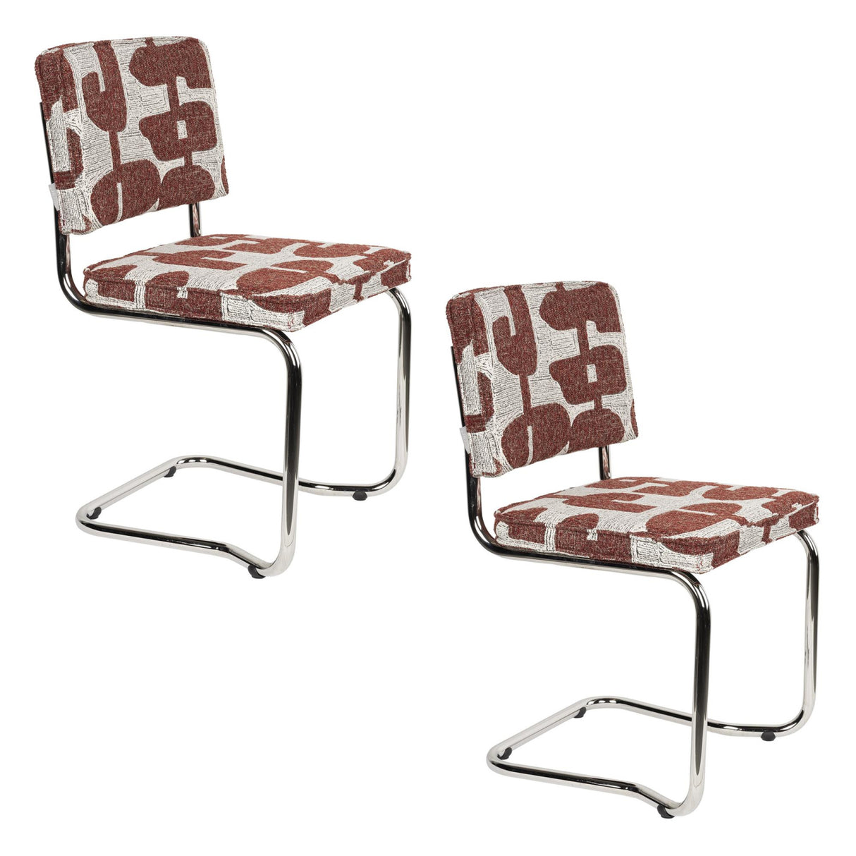   Modern European furniture - Patterned Fabric Cantilevered Dining Chairs (2) - www.oroa.com | Oroa.com