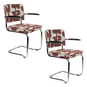   Modern European furniture - Patterned Fabric Cantilevered Dining Armchairs (2) - www.oroa.com | Oroa.com