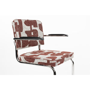   Modern European furniture - Patterned Fabric Cantilevered Dining Armchairs (2) - www.oroa.com | Oroa.com
