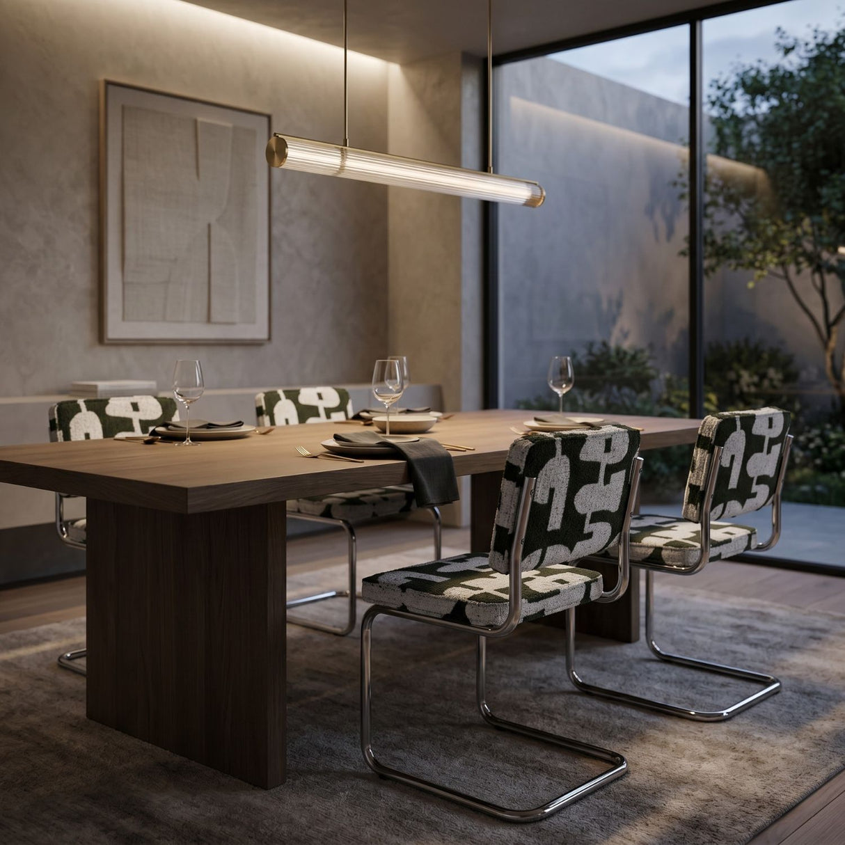   Modern European furniture - Retro Patterned Cantilevered Dining Chairs (2) - www.oroa.com | Oroa.com