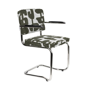   Modern European furniture - Patterned Fabric Cantilevered Dining Armchairs (2) - www.oroa.com | Oroa.com
