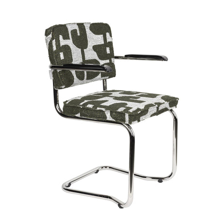   Modern European furniture - Patterned Fabric Cantilevered Dining Armchairs (2) - www.oroa.com | Oroa.com
