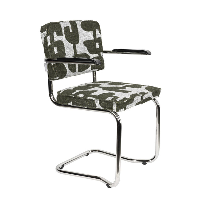 Modern European furniture - Patterned Fabric Cantilevered Dining Armchairs (2) - www.oroa.com