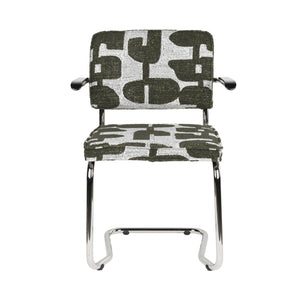   Modern European furniture - Patterned Fabric Cantilevered Dining Armchairs (2) - www.oroa.com | Oroa.com