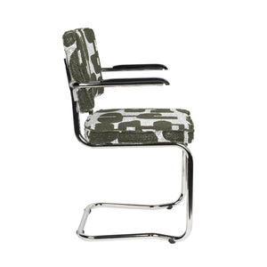   Modern European furniture - Patterned Fabric Cantilevered Dining Armchairs (2) - www.oroa.com | Oroa.com
